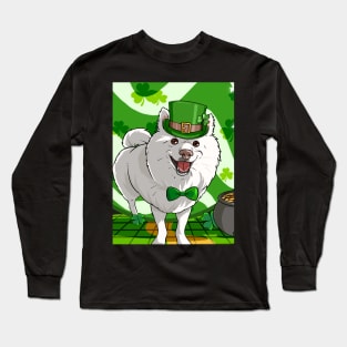 American Eskimo Dog St Patricks Day Leprechaun Long Sleeve T-Shirt